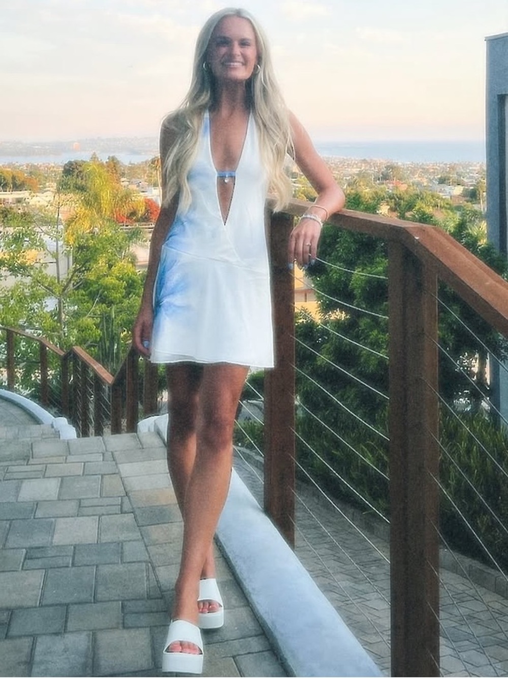 White Plunge V-Neck Mini Dress